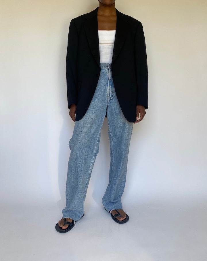 VINTAGE BLACK RALPH LAUREN WOOL BLAZER 3721