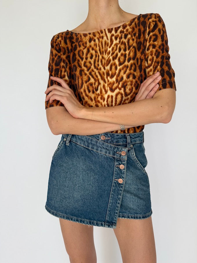 Vintage Escada Leopard Print Top 6031