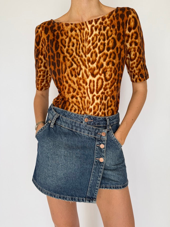 Vintage Escada Leopard Print Top 6031