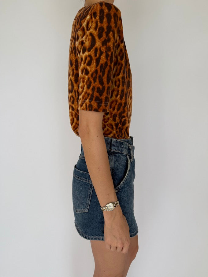 Vintage Escada Leopard Print Top 6031