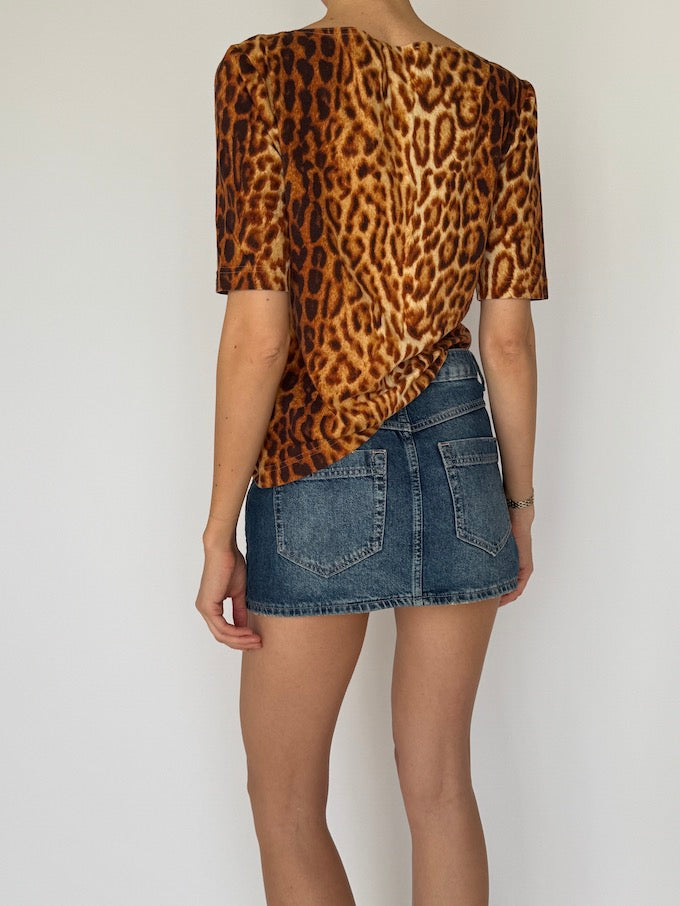 Vintage Escada Leopard Print Top 6031