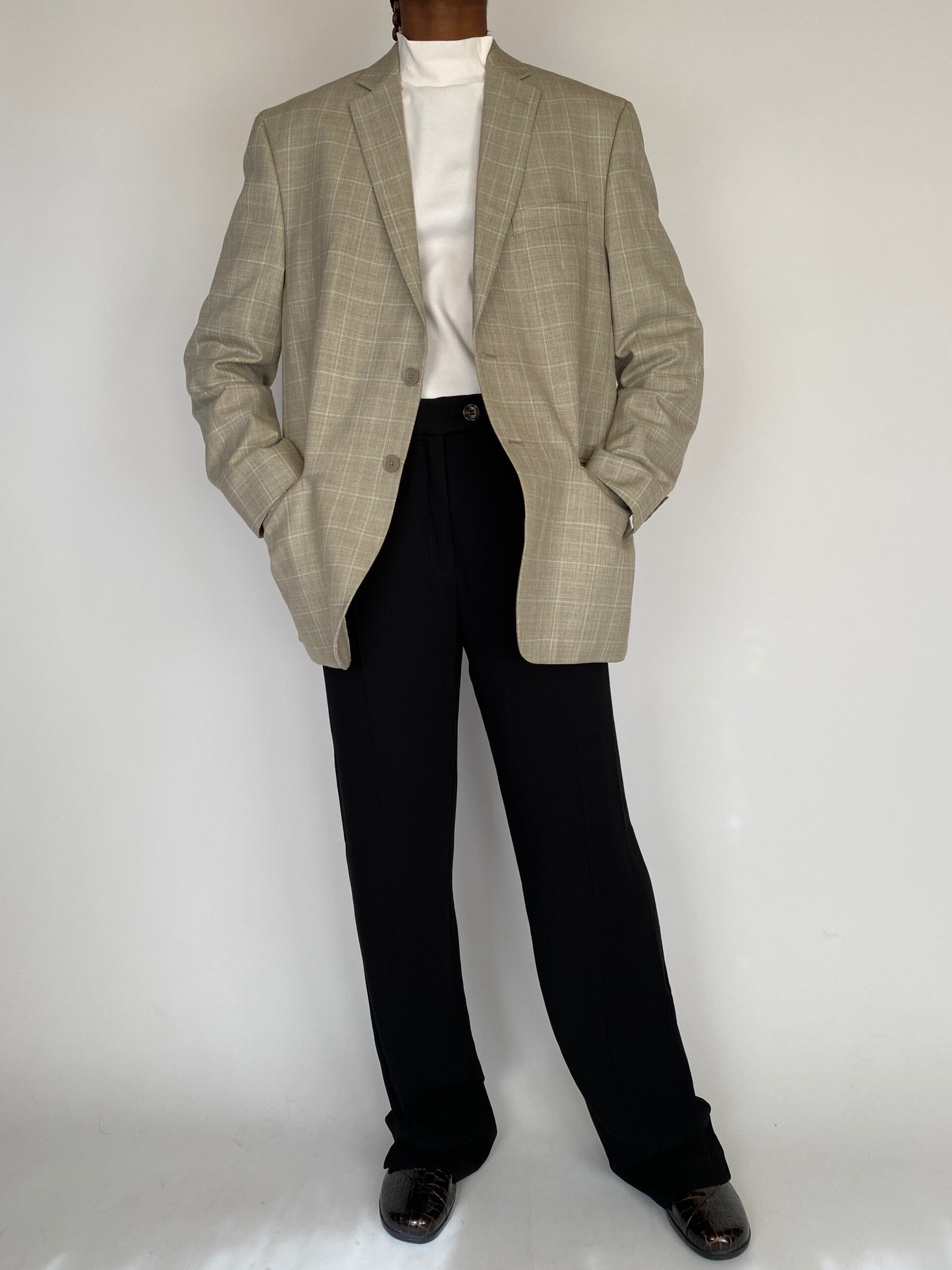 VINTAGE BEIGE CHECKED BLAZER 2133