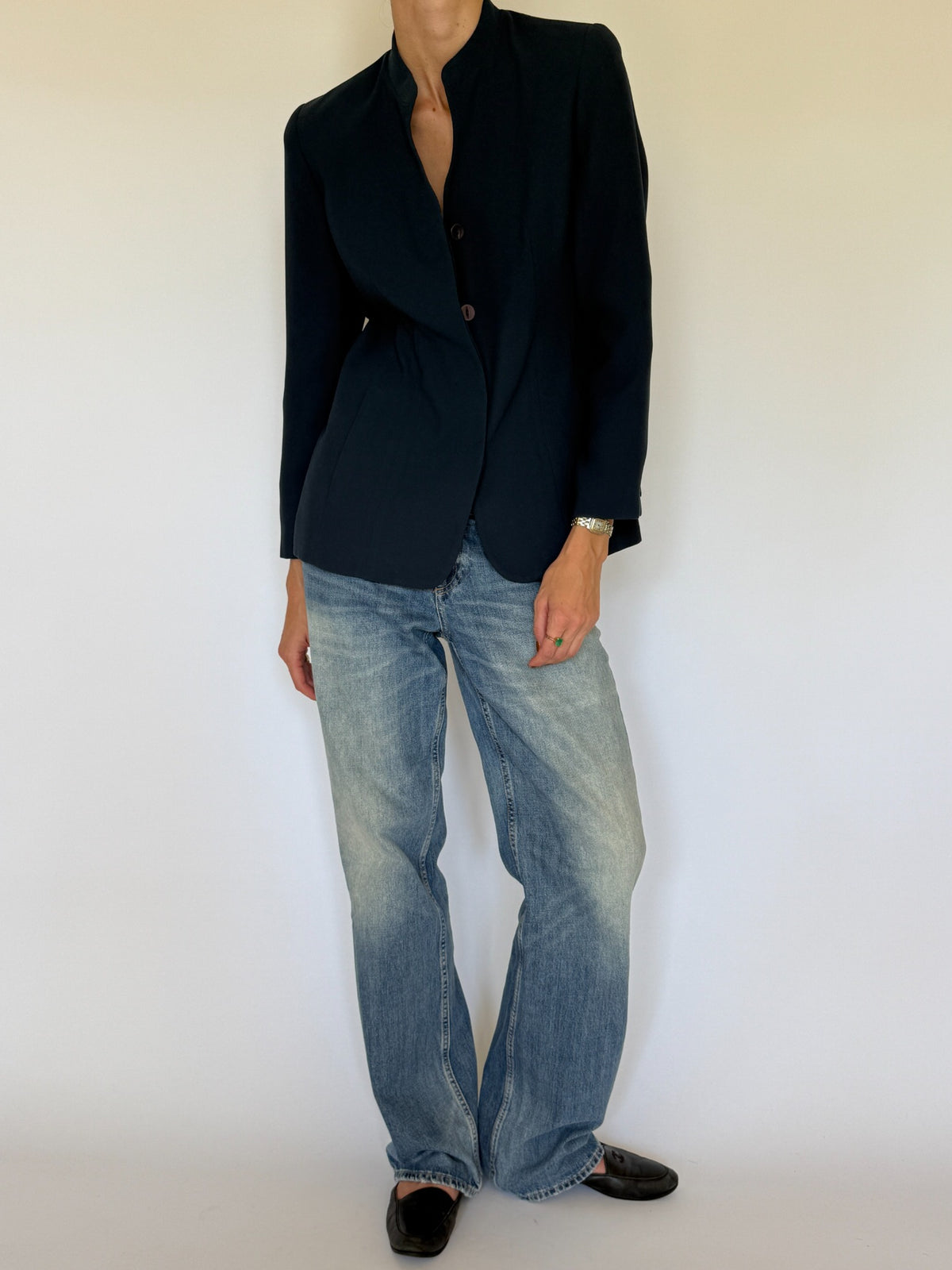 Vintage deep forest green blazer view 1