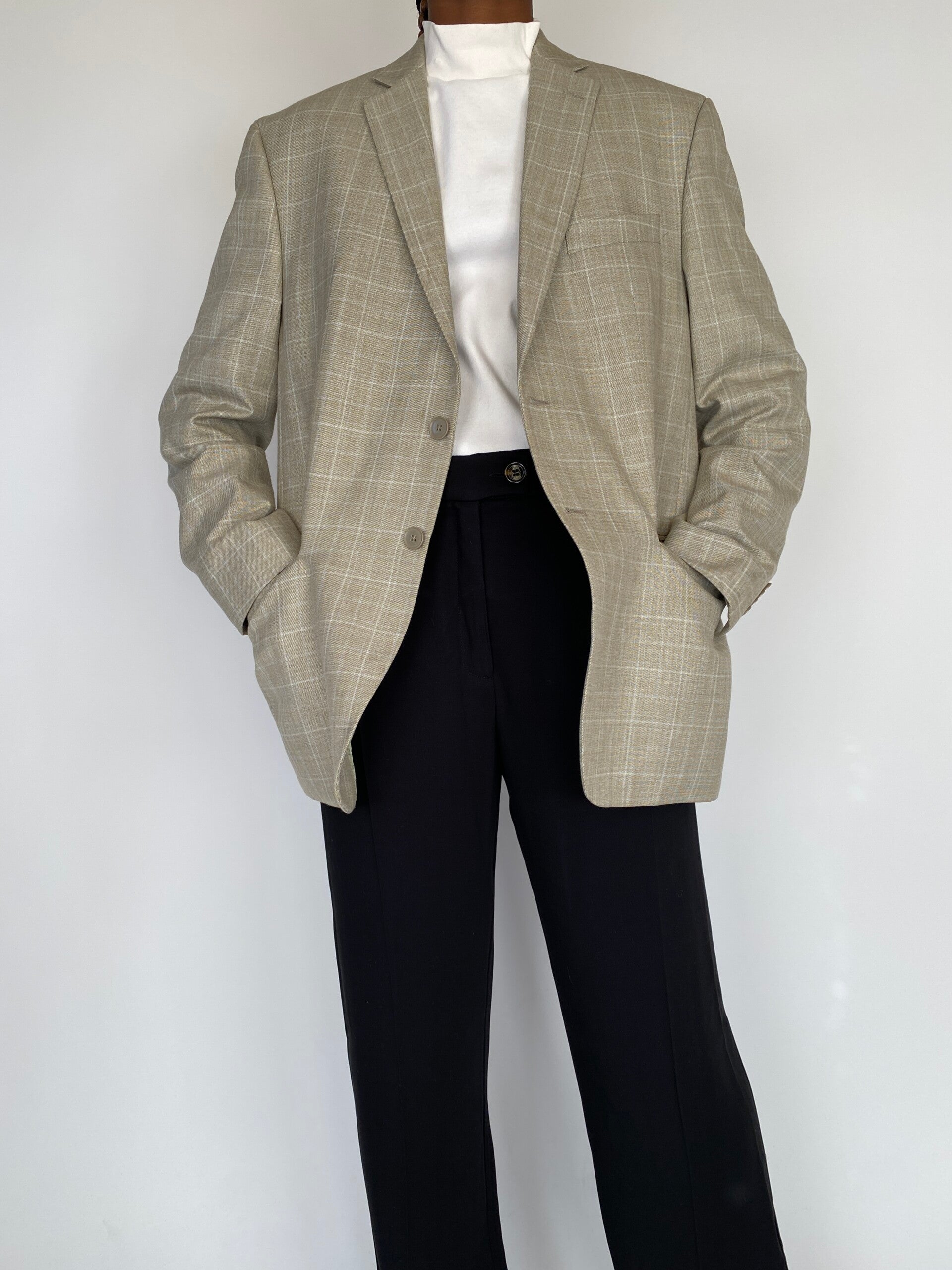 VINTAGE BEIGE CHECKED BLAZER 2133