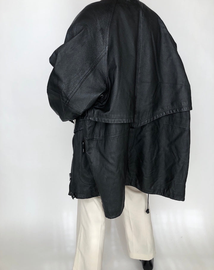 VINTAGE OVERSIZED BLACK LEATHER JACKET 256