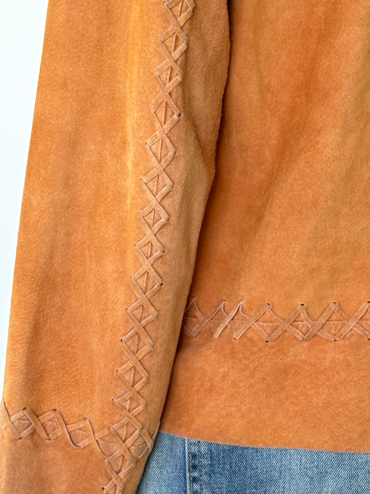 Vintage Western Suede Leather Jacket Burnt Orange