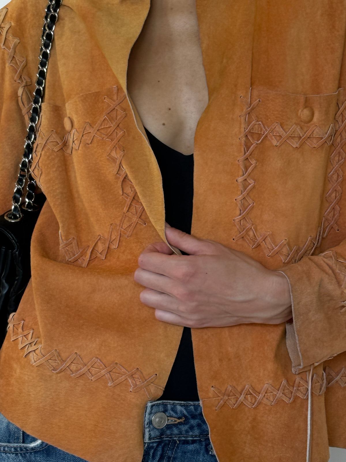Vintage Western Suede Leather Jacket Burnt Orange