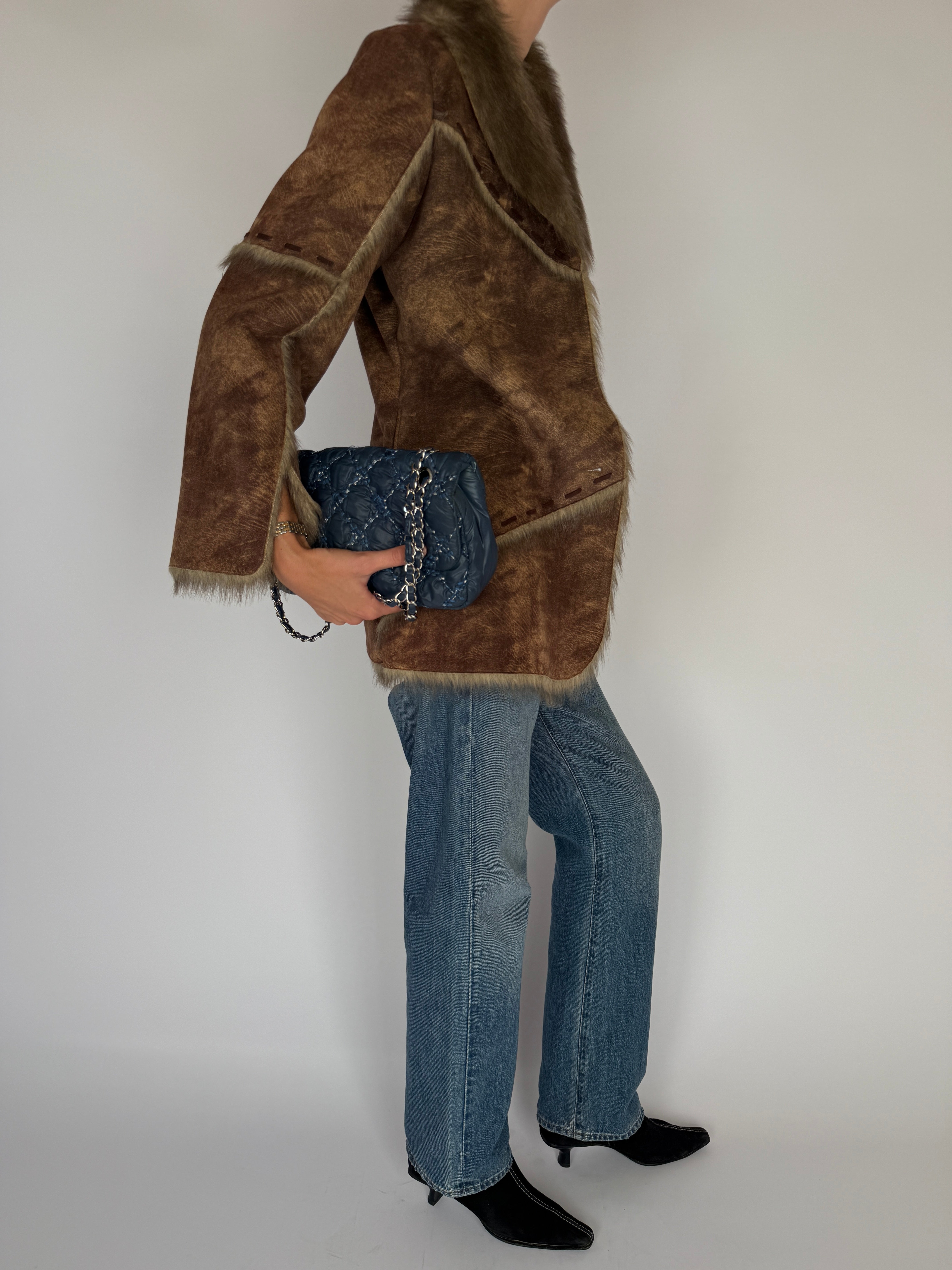 Vintage Faux Shearling Faux Suede Jacket 6138