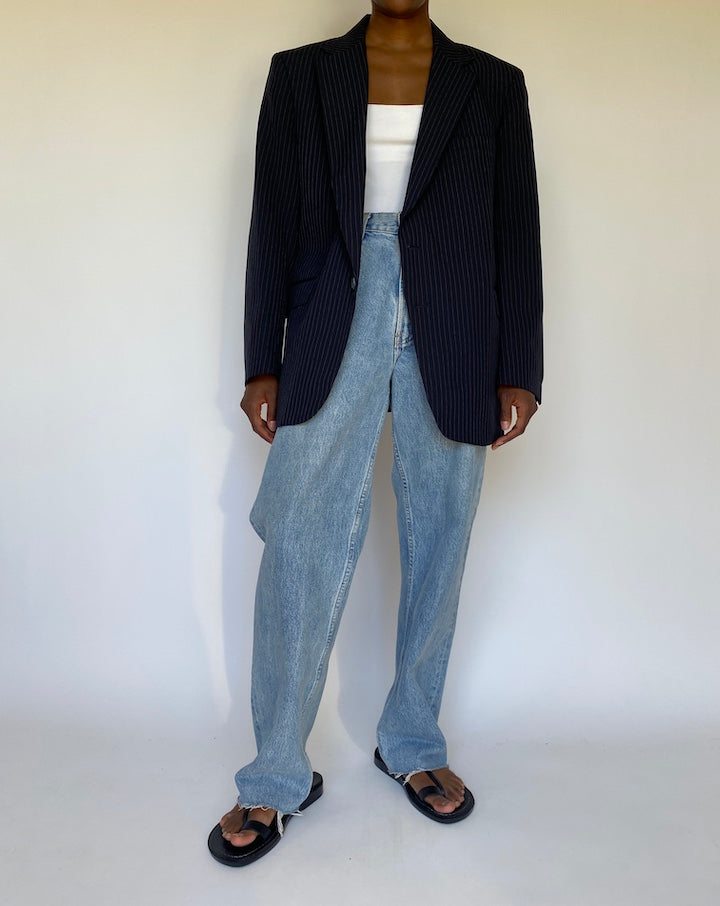 VINTAGE NAVY PINSTRIPED BLAZER 3727