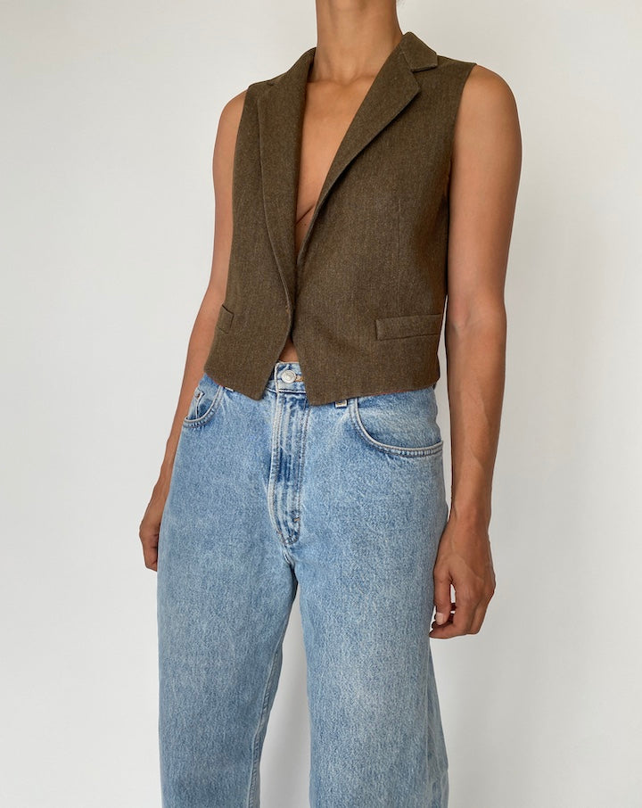 VINTAGE BROWN VEST 2707