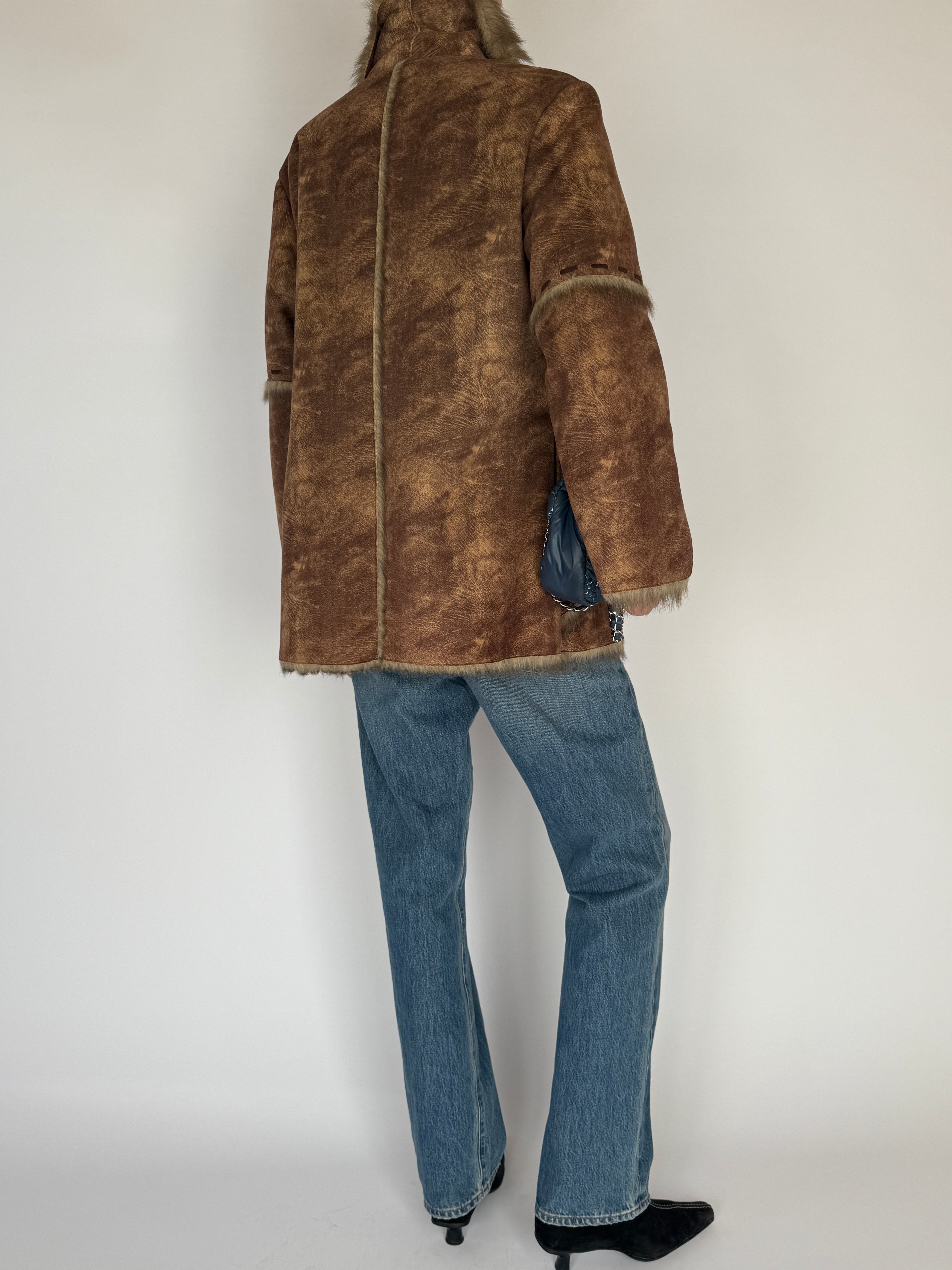 Vintage Faux Shearling Faux Suede Jacket 6138