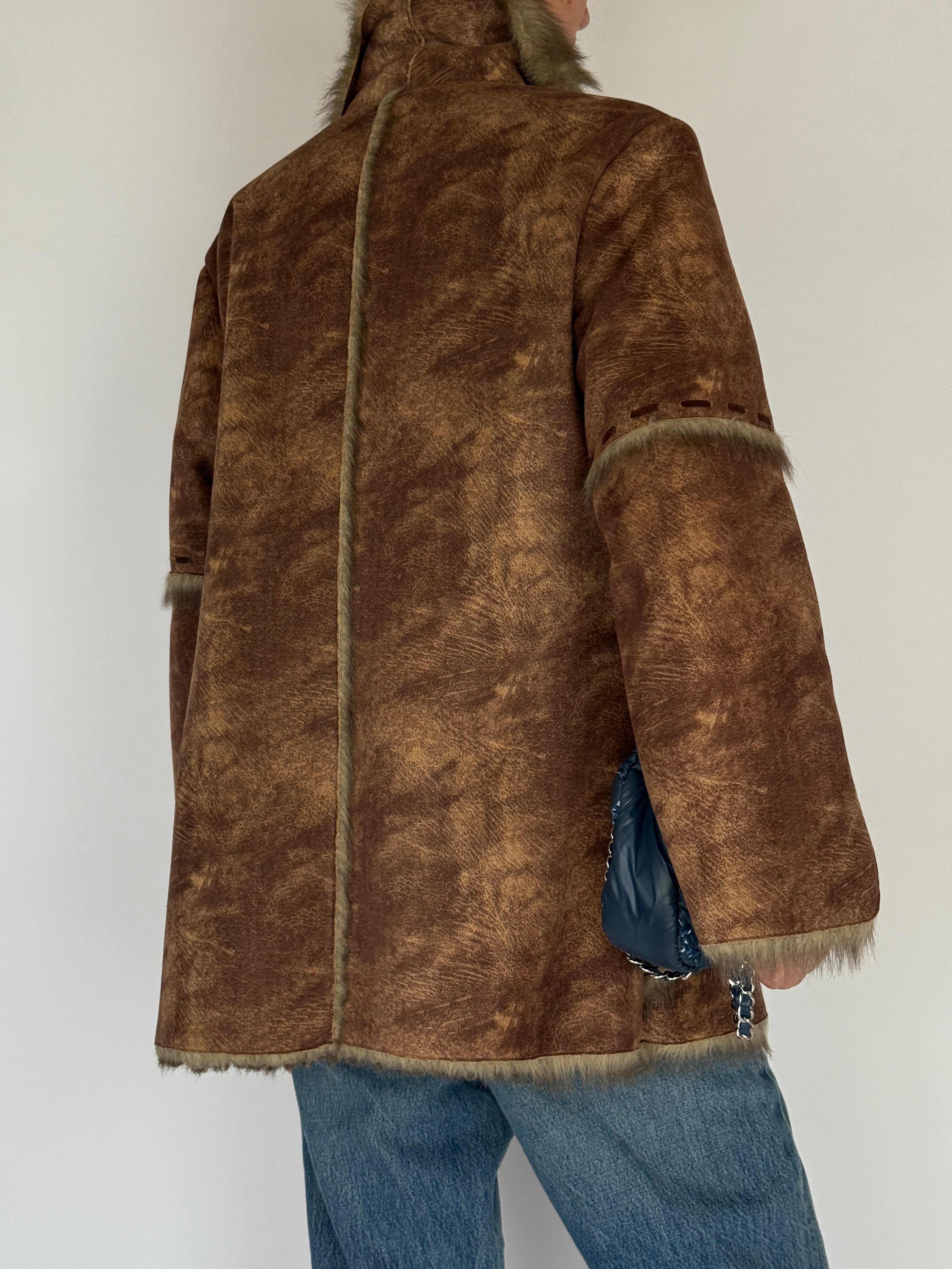 Vintage Faux Shearling Faux Suede Jacket 6138