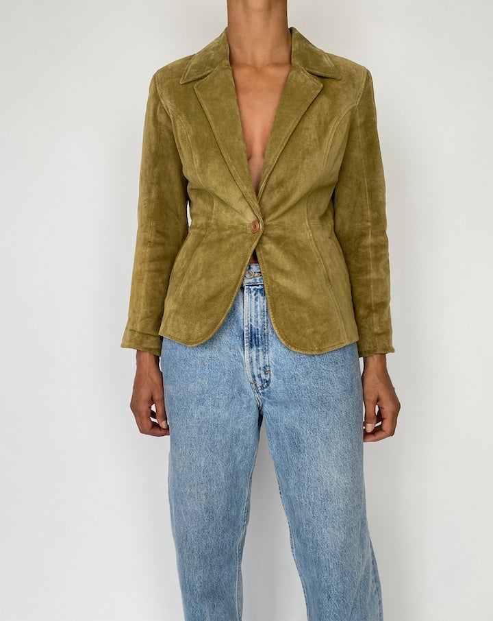 VINTAGE GREEN SUEDE LEATHER JACKET 2708