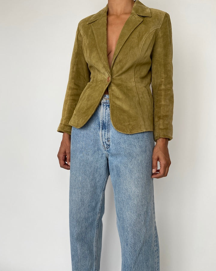 VINTAGE GREEN SUEDE LEATHER JACKET 2708