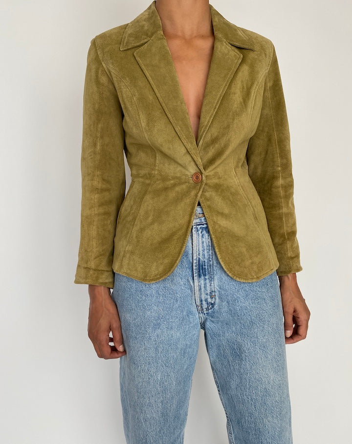 VINTAGE GREEN SUEDE LEATHER JACKET 2708