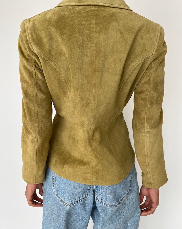 VINTAGE GREEN SUEDE LEATHER JACKET 2708