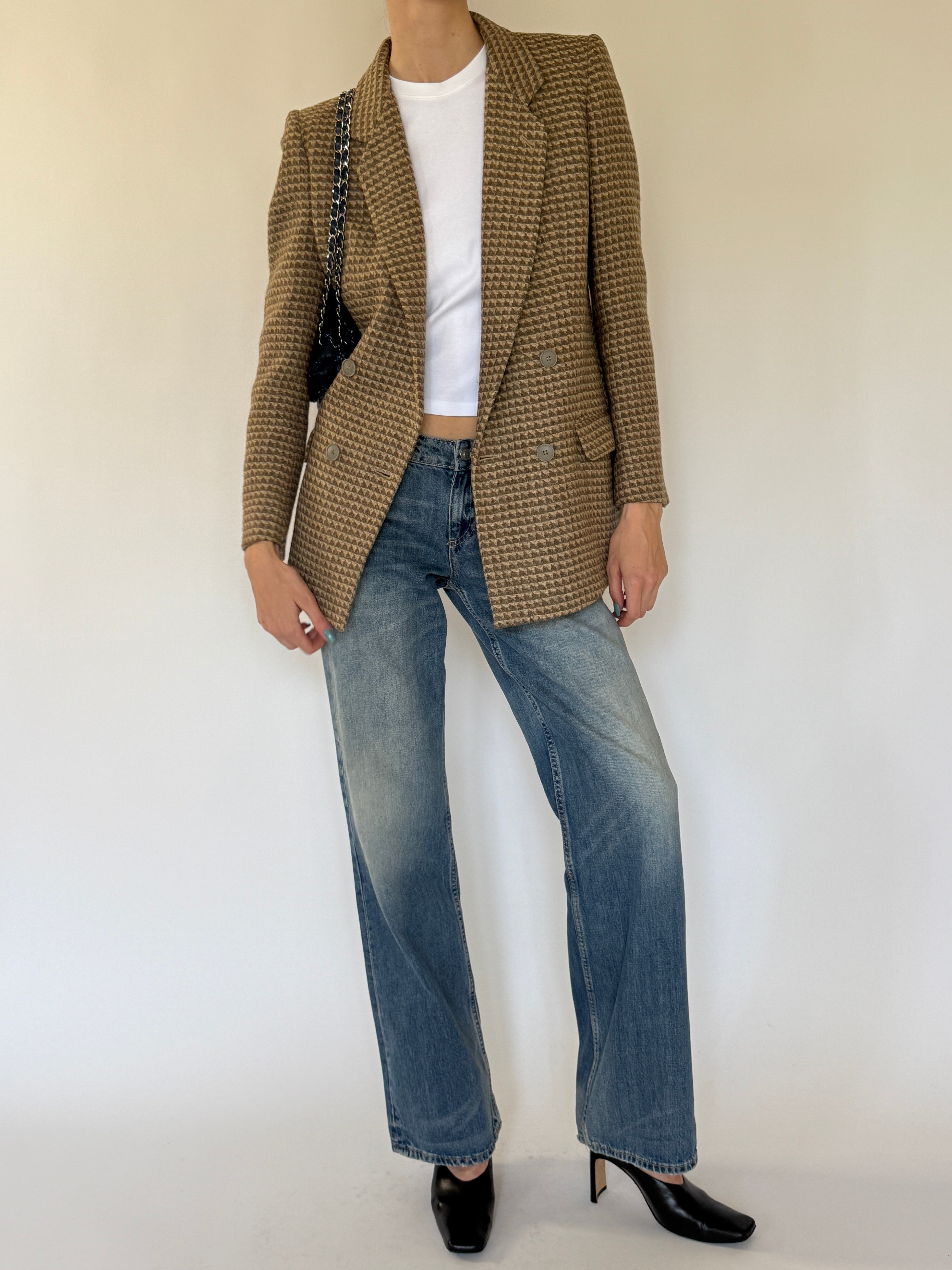 Vintage Giorgio Armani brown textured blazer front view