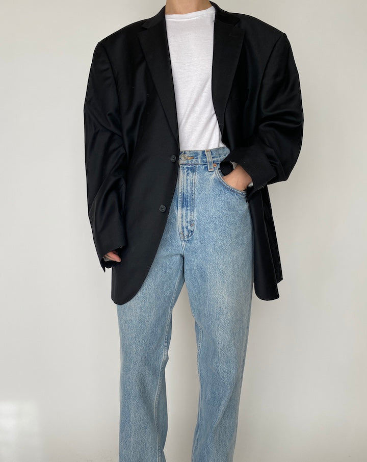 VINTAGE BLACK WOOL-CASHMERE BLAZER 4184