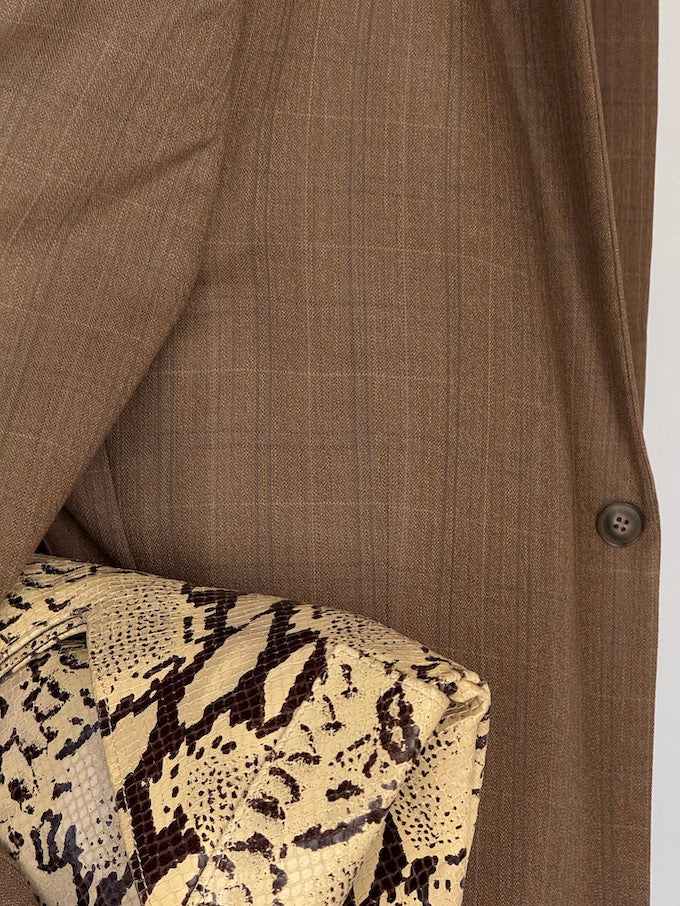 Vintage Checked Wool Blazer Brown 6193