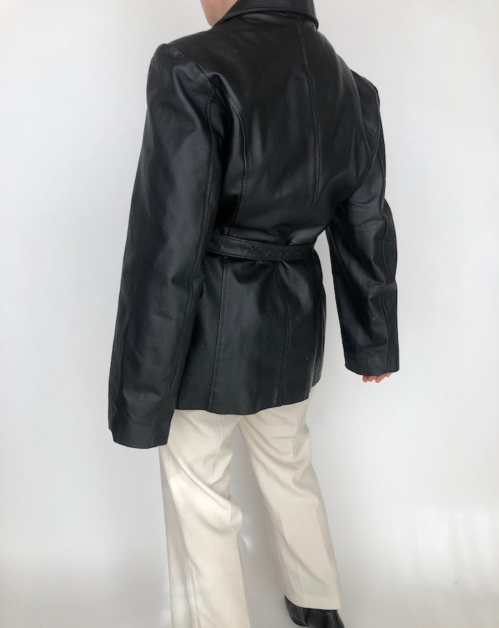 VINTAGE SHORT TRENCH LEATHER JACKET 259