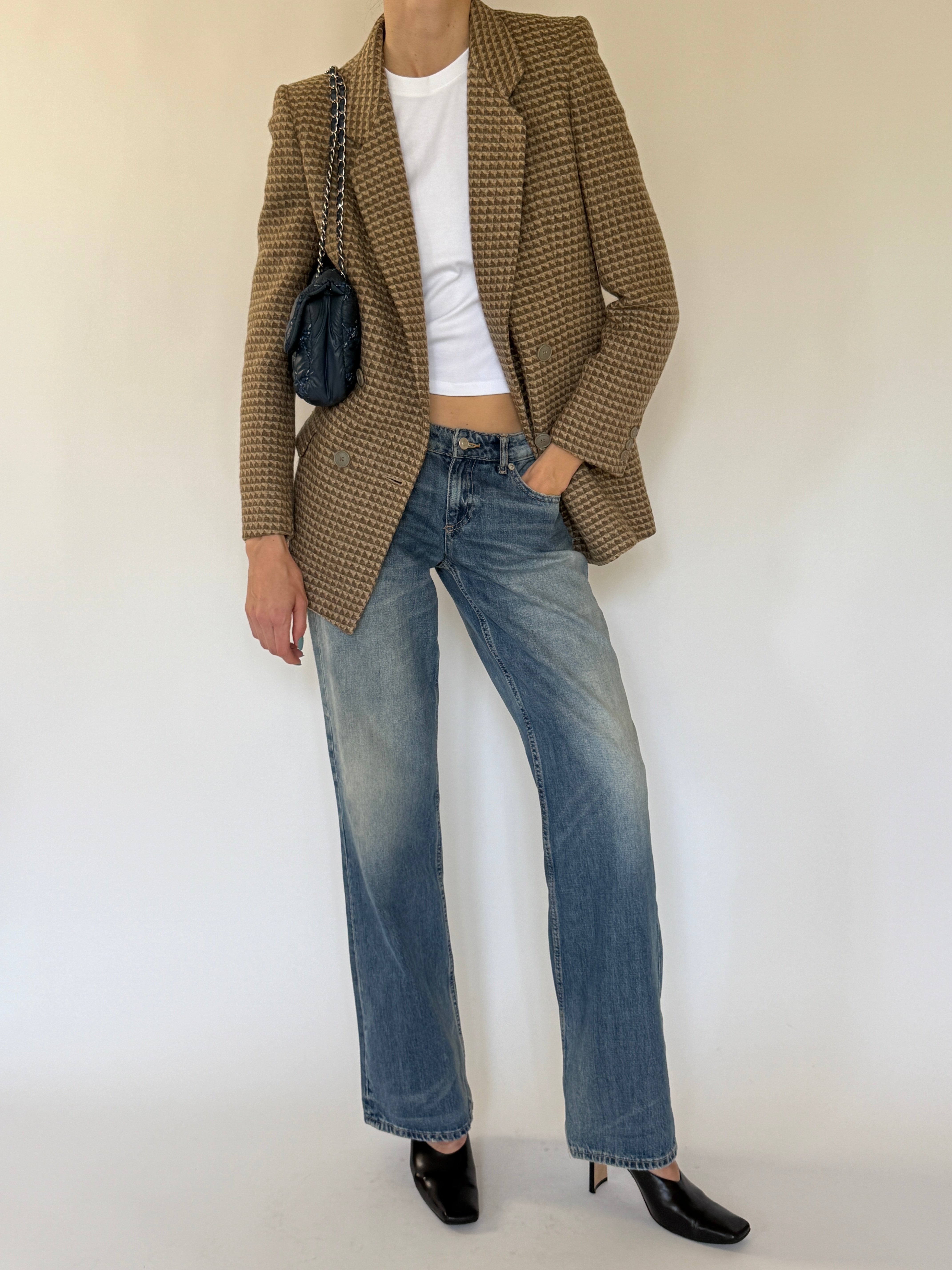 Vintage Giorgio Armani brown textured blazer front view
