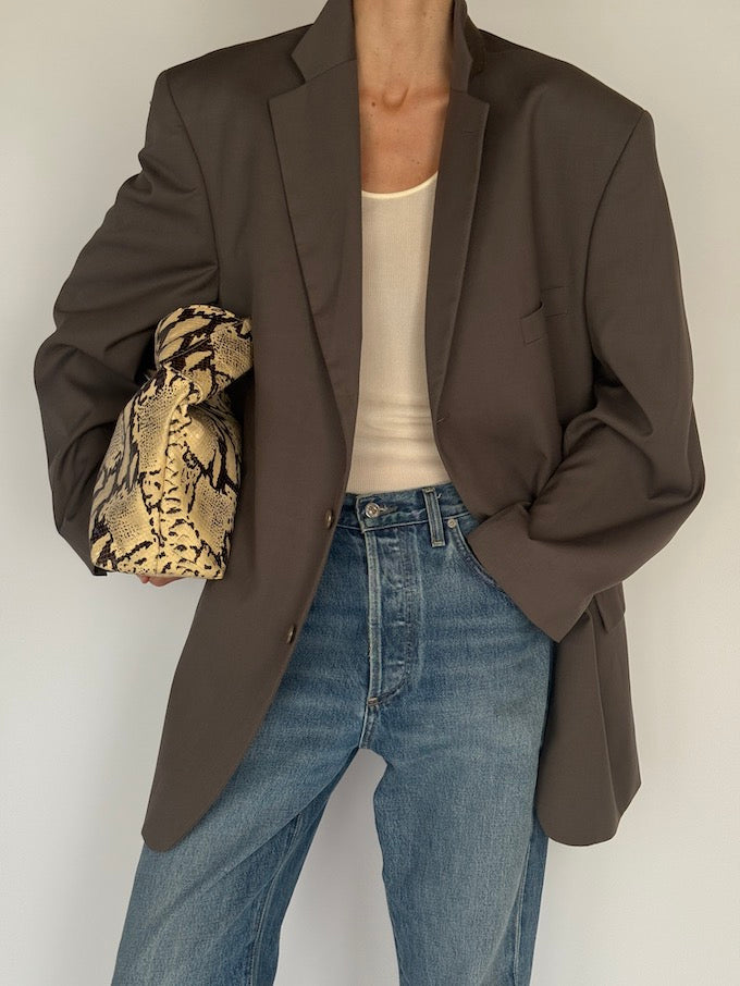 Vintage Oversized Blazer In Dark Sage 5784