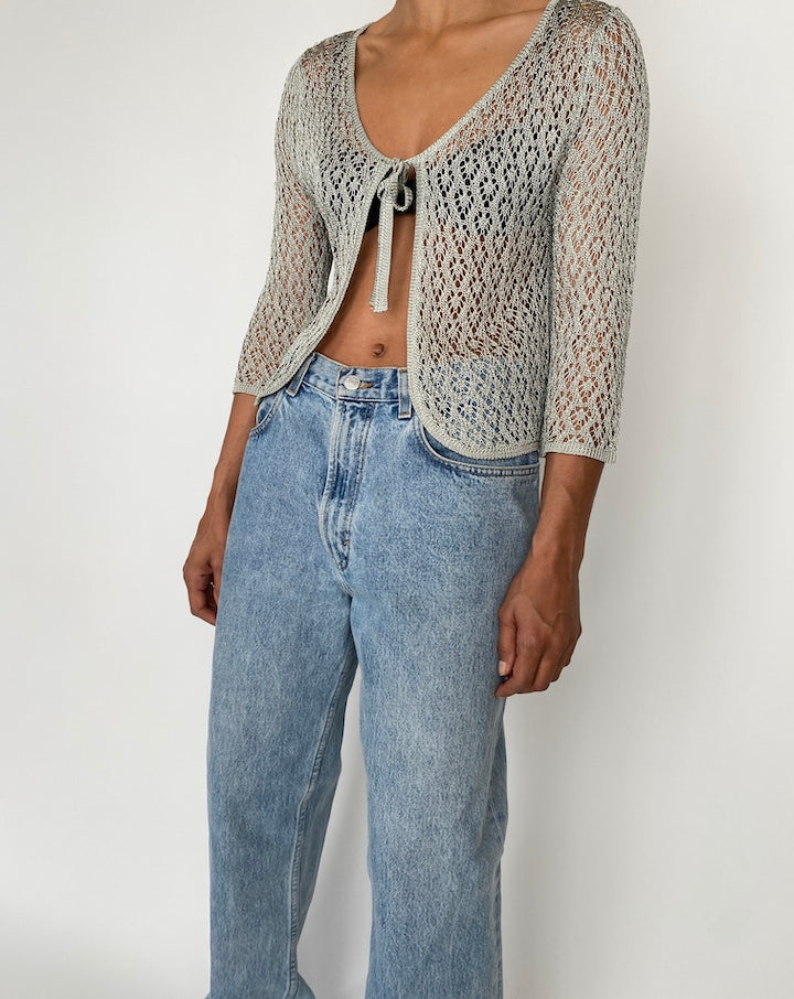 VINTAGE GREY CROCHET CARDIGAN 2714