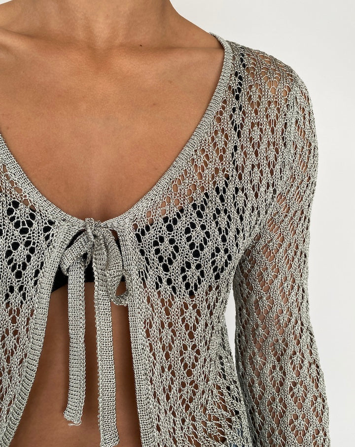 VINTAGE GREY CROCHET CARDIGAN 2714
