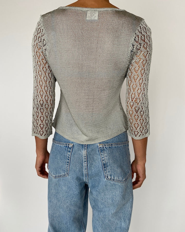 VINTAGE GREY CROCHET CARDIGAN 2714