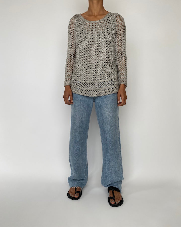 VINTAGE LIGHT GREY FISHNET SWEATER 2717