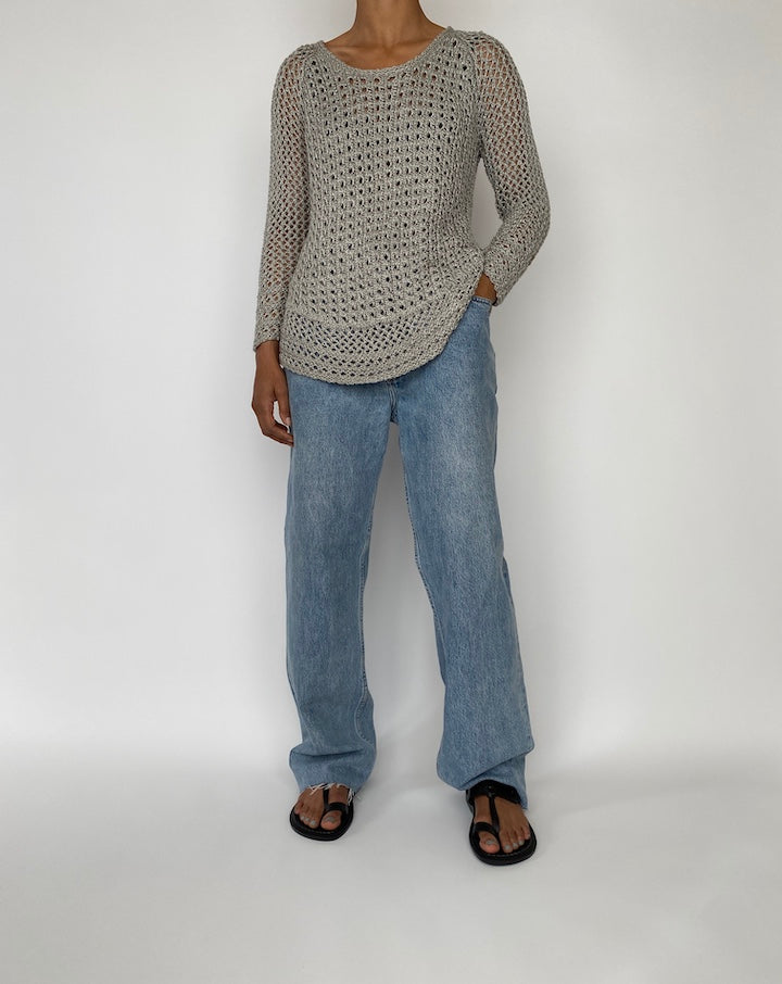 VINTAGE LIGHT GREY FISHNET SWEATER 2717