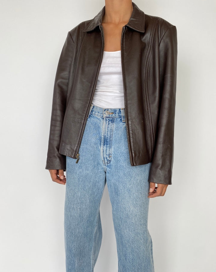 VINTAGE BROWN LEATHER JACKET 2718