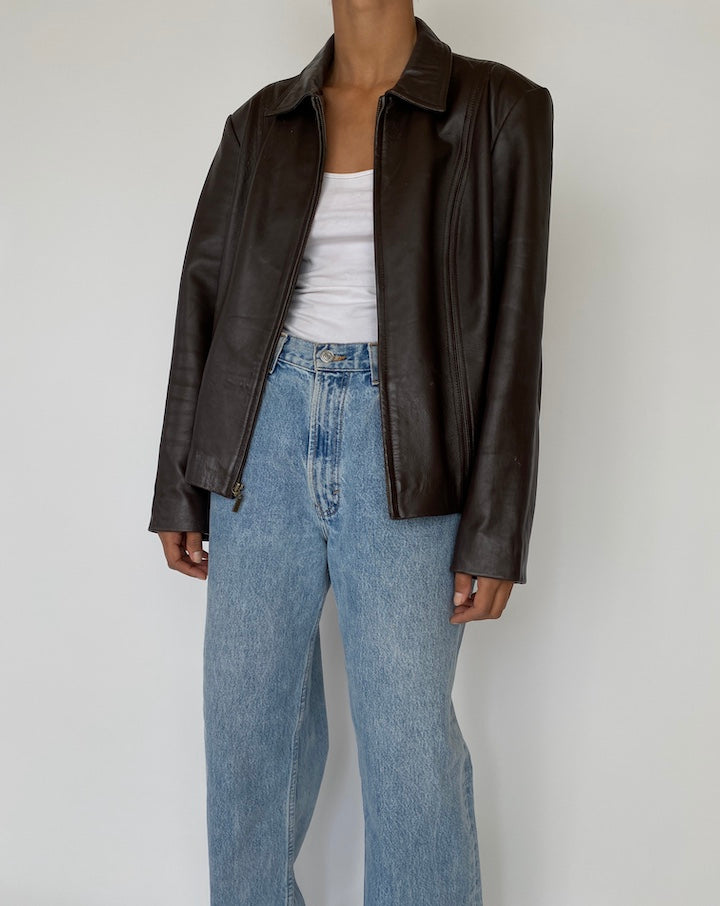 VINTAGE BROWN LEATHER JACKET 2718