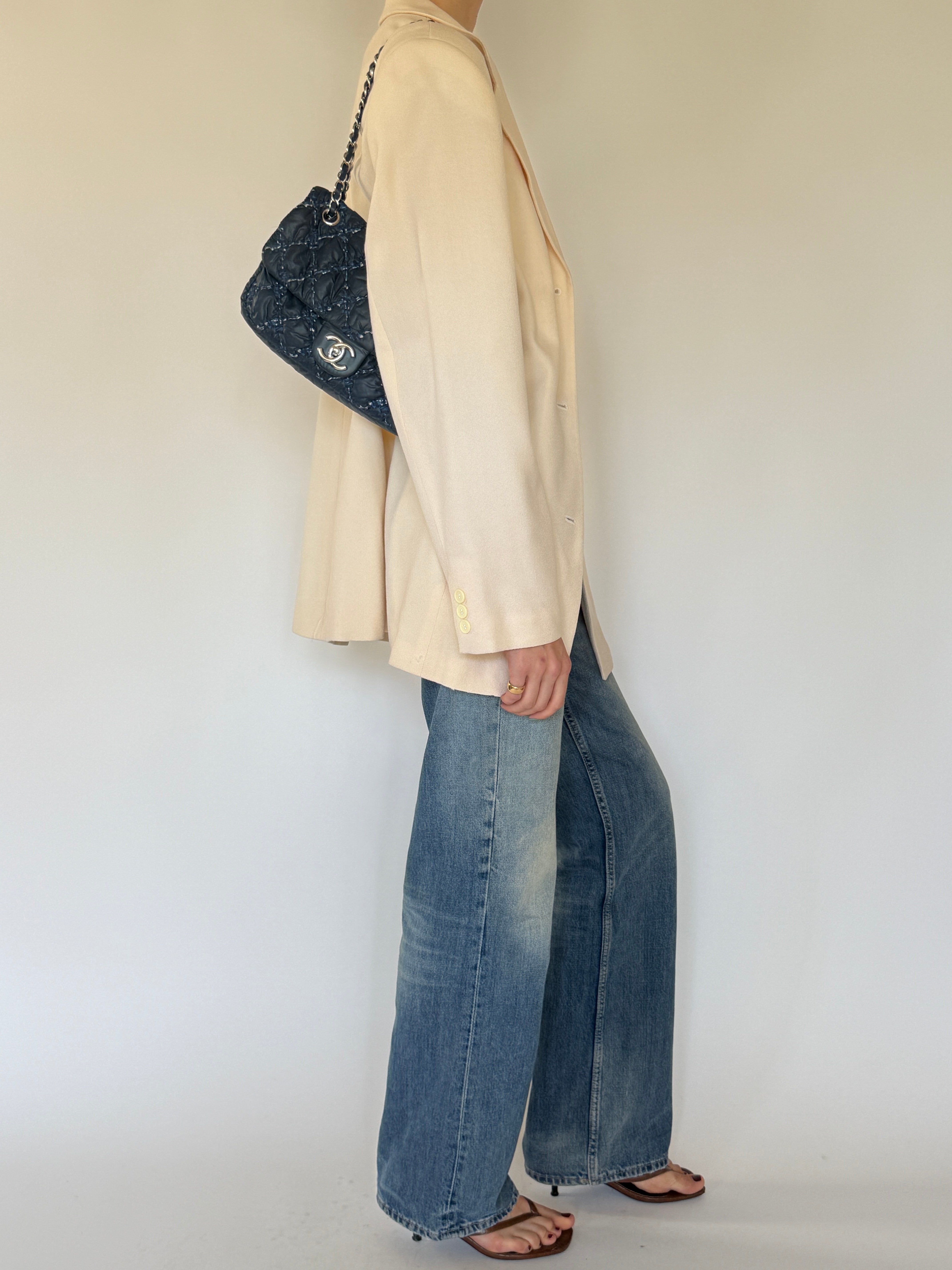 Vintage cream oversized blazer side view