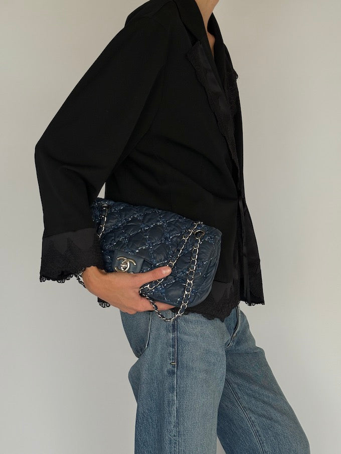 Vintage Black Lace-Trimmed Blazer 6555