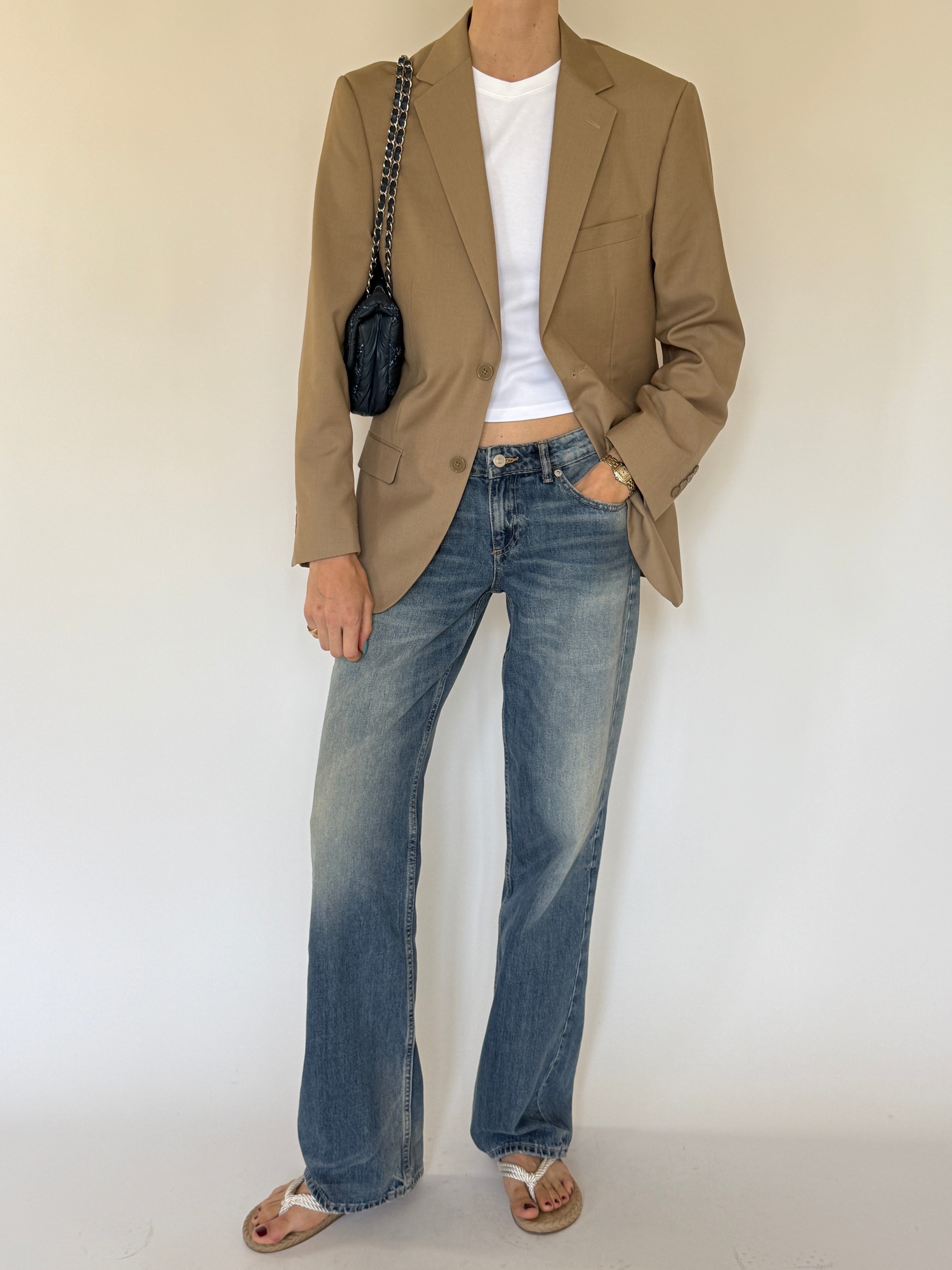 Vintage camel blazer front view