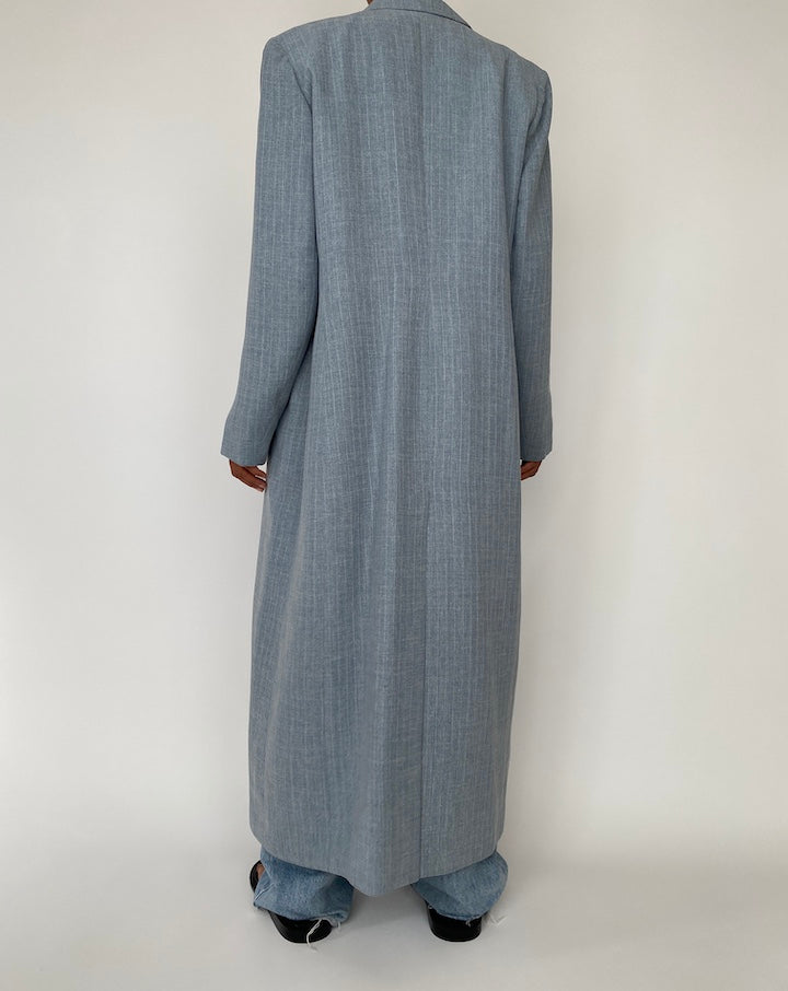 VINTAGE LONG BLUE PINSTRIPED COAT 2720