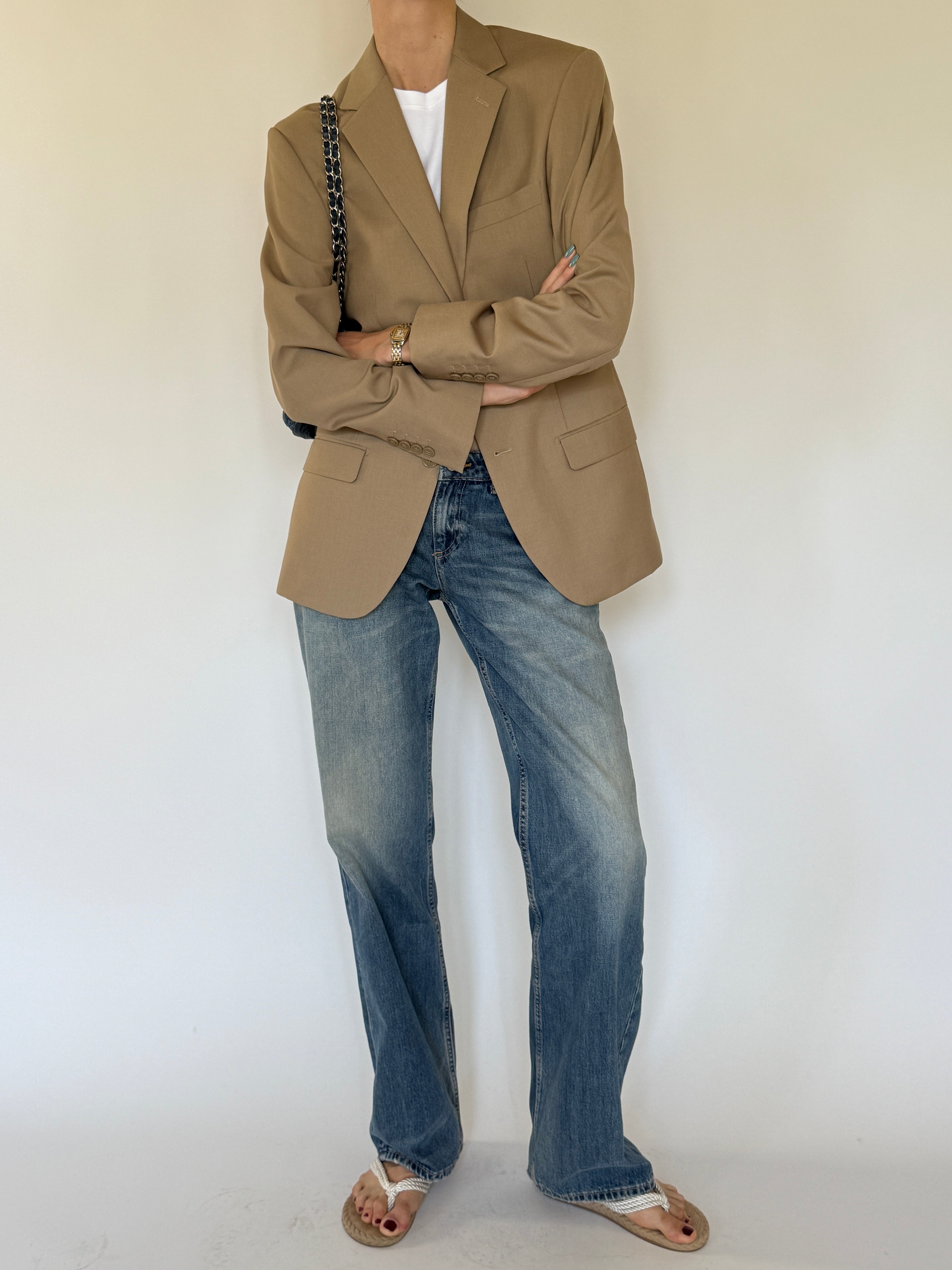 Vintage camel blazer front view