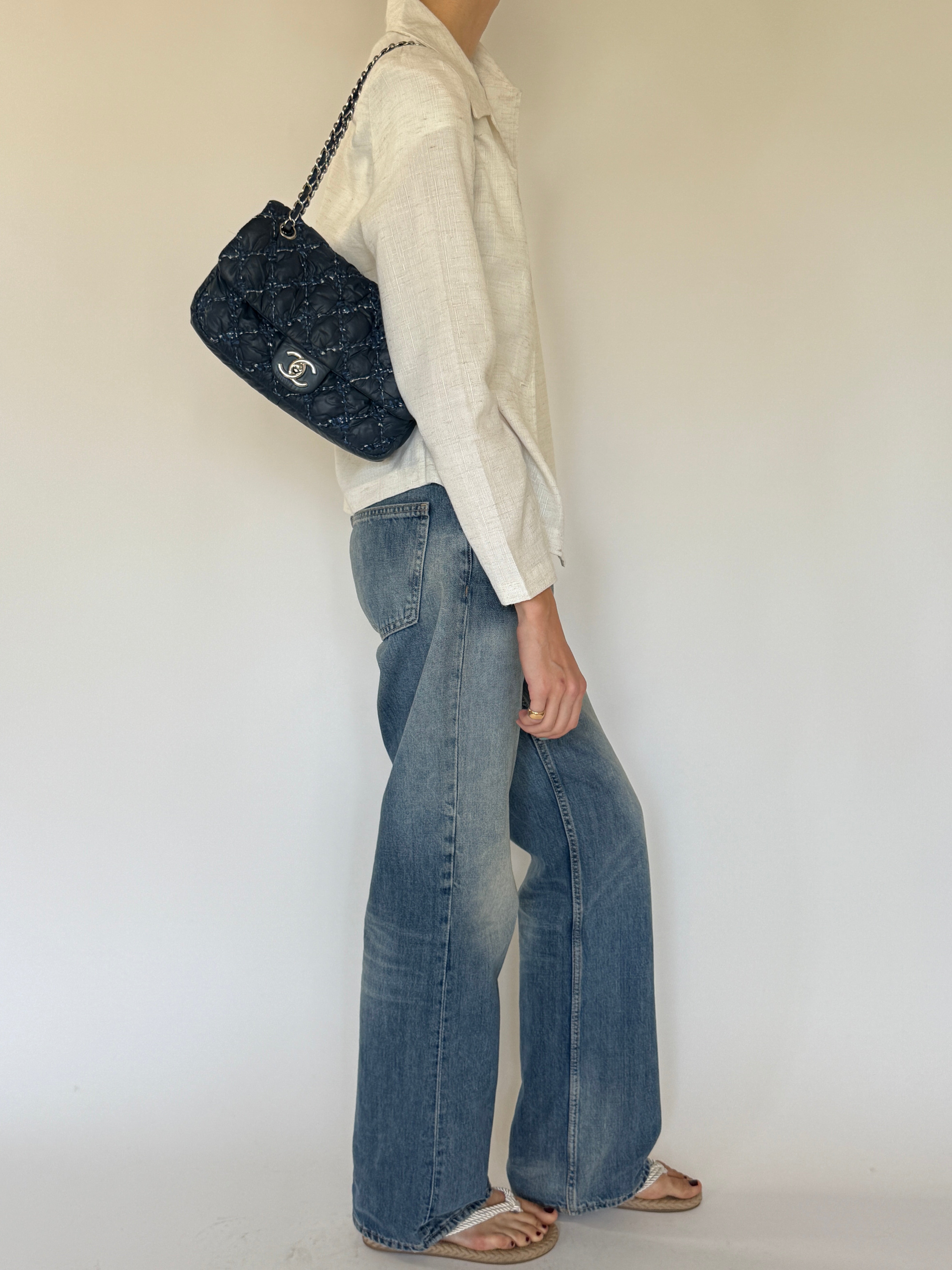 Vintage ivory textured cropped jacket side view