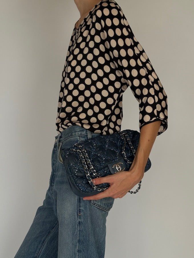 Vintage Polka Dot Satin Blouse 6557