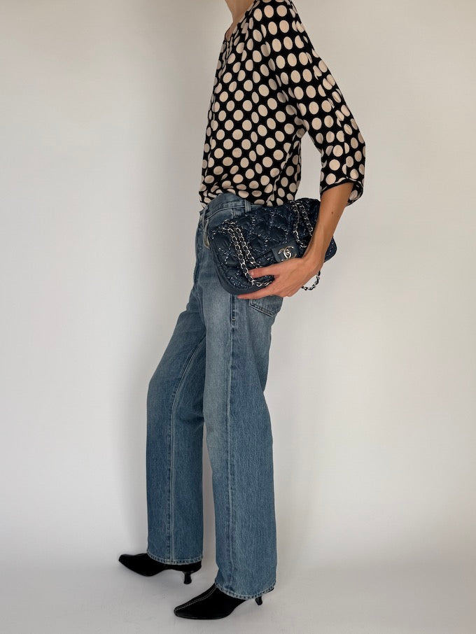 Vintage Polka Dot Satin Blouse 6557