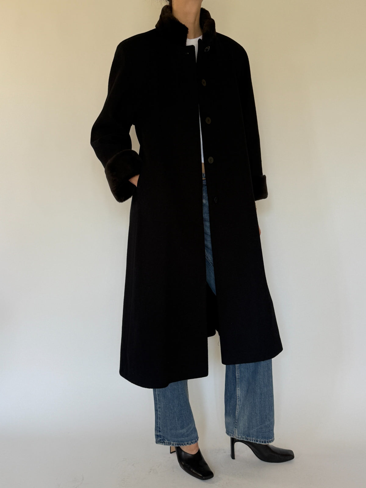 Vintage black wool coat final angle