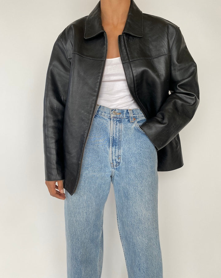 VINTAGE BLACK LEATHER JACKET 2724