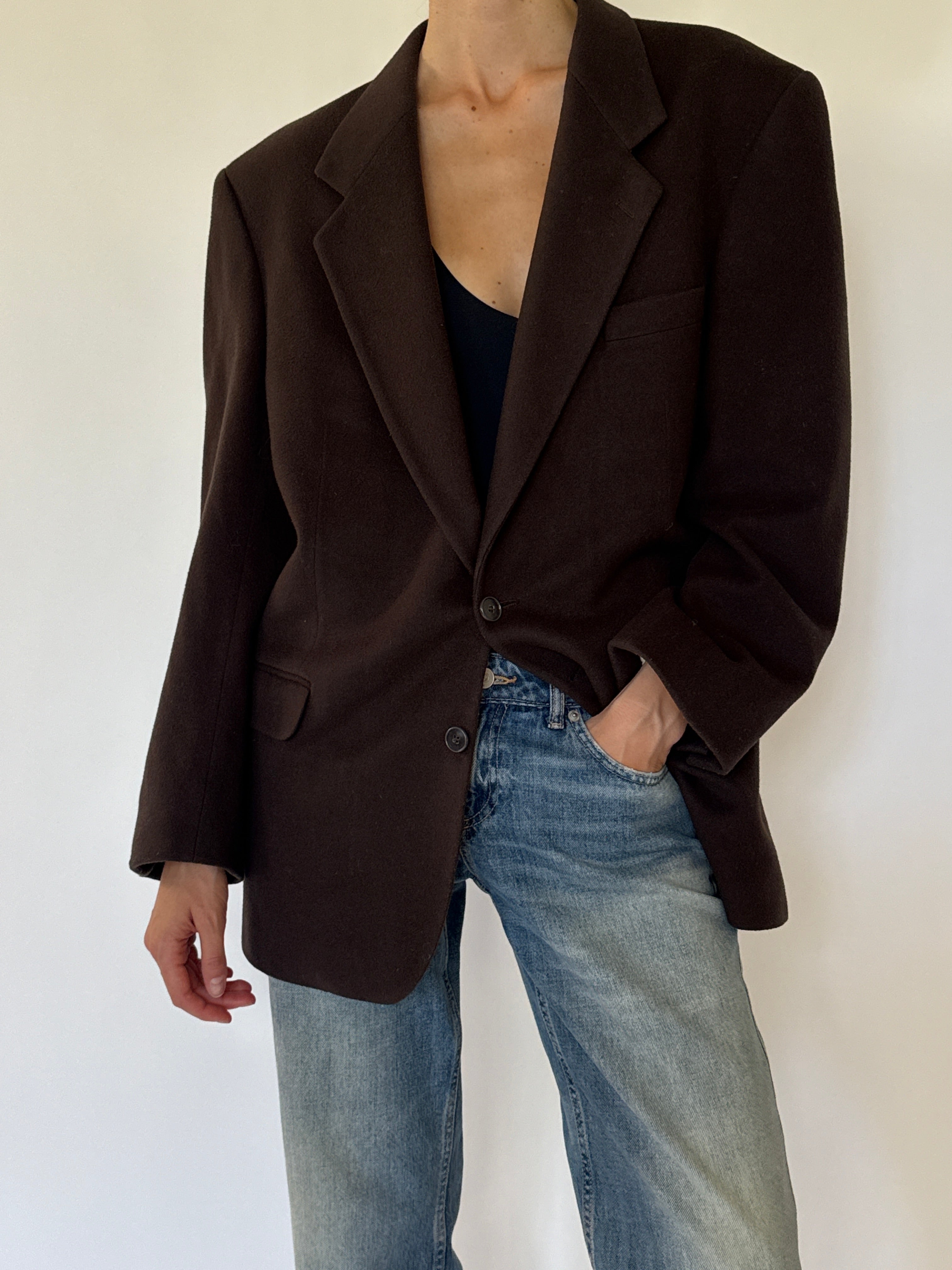 Vintage oversized brown blazer front view