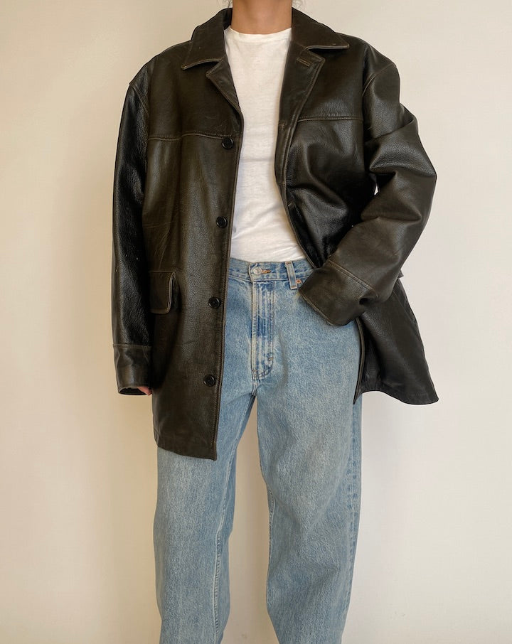 VINTAGE BLACK LEATHER JACKET 4607