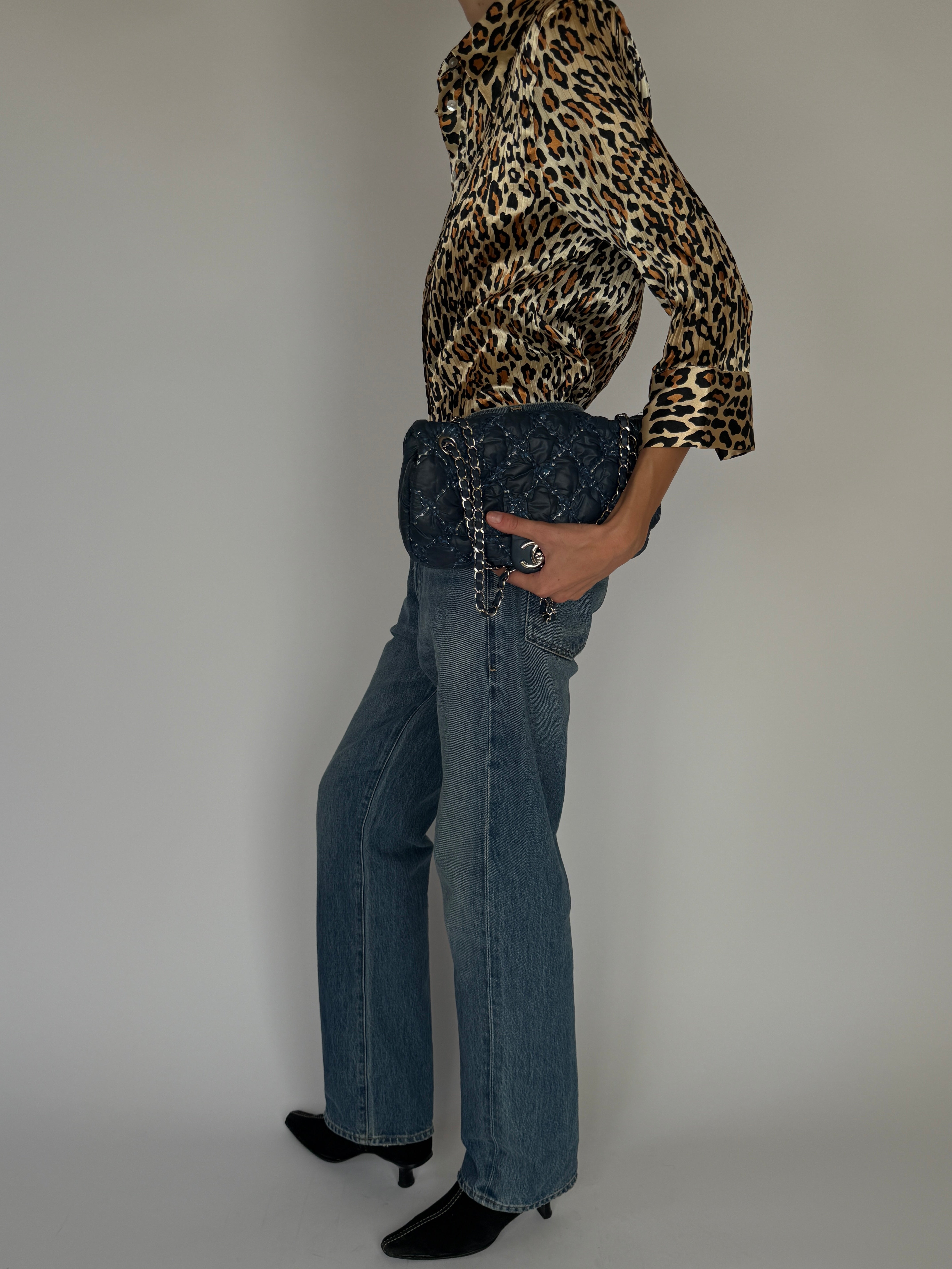Vintage Pleated Leopard Blouse 6558