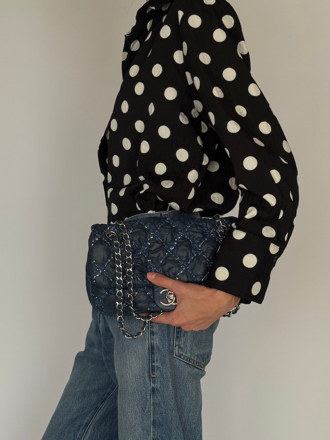 Vintage Black and White Polka Dot Shirt 6569