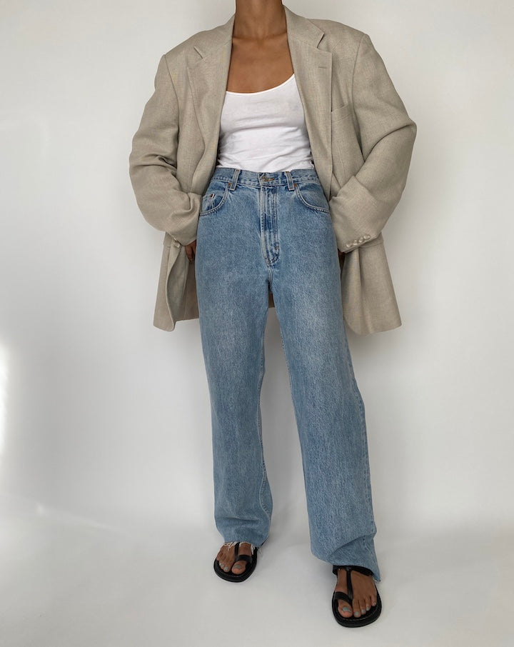 VINTAGE OVERSIZED LIGHT OAT BLAZER 2726