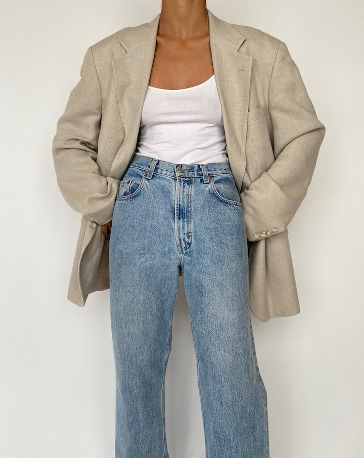 VINTAGE OVERSIZED LIGHT OAT BLAZER 2726