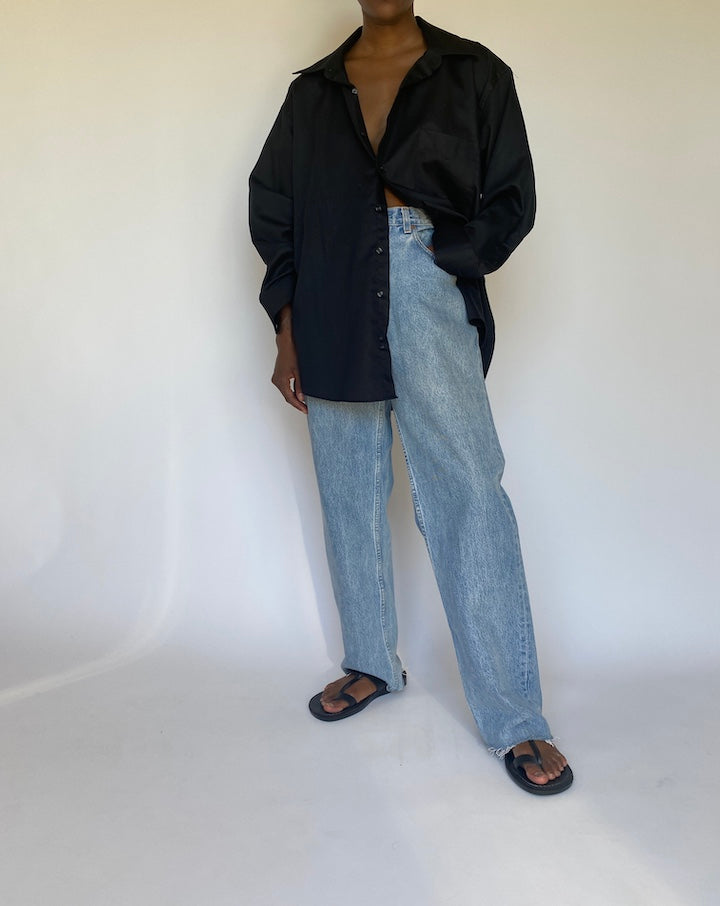 VINTAGE BLACK OVERSIZED LONG SLEEVE SHIRT 3747